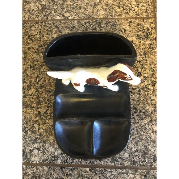 Vintage Ceramic Cocker Spaniel Hunter's Men’s Dresser Caddy Cuff Links Tie Bars - Picture 3 of 10